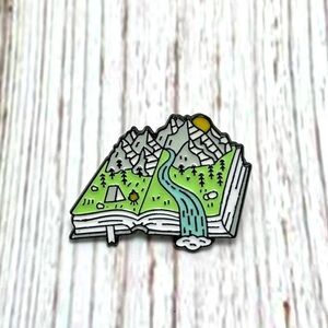 🆕 Camping Mountain Forest Photo Picture Book Brooch Enamel Pin
